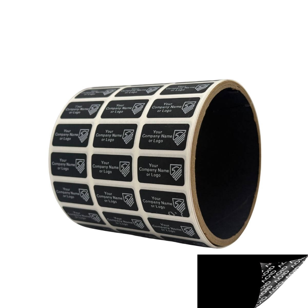 1,000 Black TamperGuard® Tamper Evident Security Label Seal Sticker Non Residue, Rectangle 1"x 0.5" (25mm x 13mm). Custom Print. >Click on item details to customize it.