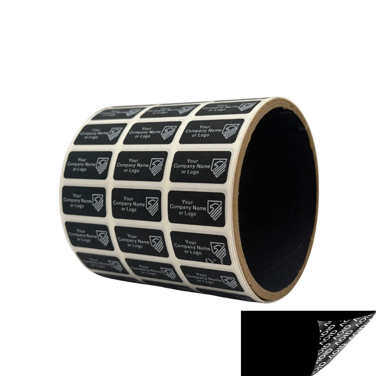5,000 Black TamperGuard® Tamper Evident Security Label Seal Sticker Non Residue, Rectangle 1"x 0.5" (25mm x 13mm). Custom Print. >Click on item details to customize it.