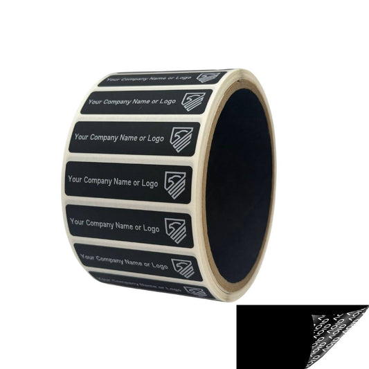 1,000 Non Residue Black Tamper-Evident Stickers TamperGuard® Security Label Seal , Rectangle 2" x 0.5" (51mm x 13mm) >Click on item details to customize.