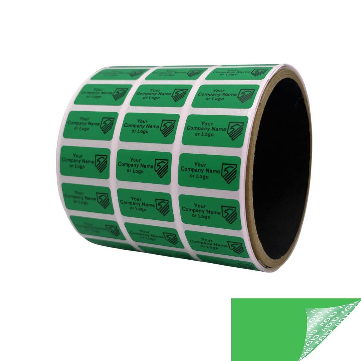 1,000 Green TamperGuard® Tamper Evident Security Label Seal Sticker Non Residue, Rectangle 1"x 0.5" (25mm x 13mm). Custom Print. >Click on item details to customize it.