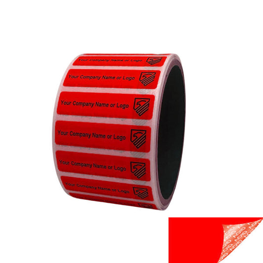 5,000 Non Residue Red Tamper-Evident Stickers TamperGuard® Security Label Seal , Rectangle 2" x 0.5" (51mm x 13mm) >Click on item details to customize.