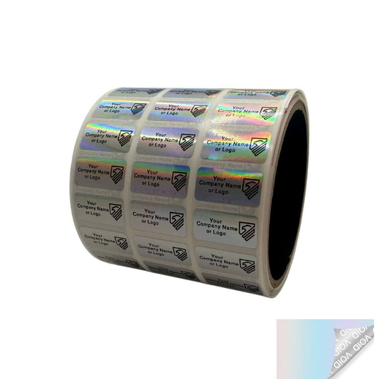 1,000 Rainbow TamperGuard® Tamper Evident Security Label Seal Sticker Non Residue, Rectangle 1"x 0.5" (25mm x 13mm). Custom Print. >Click on item details to customize it.