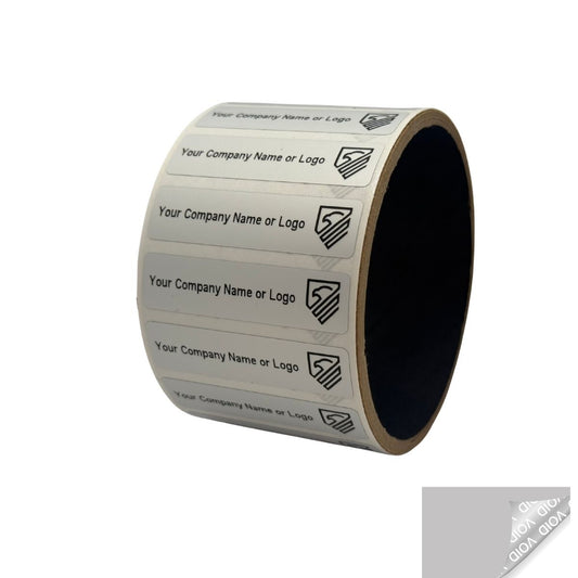 5,000 Non Residue Silver Matte Chrome Tamper-Evident Stickers TamperGuard® Security Label Seal , Rectangle 2" x 0.5" (51mm x 13mm) >Click on item details to customize.