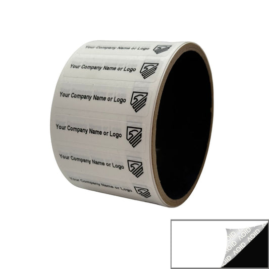 5,000 Non Residue White Tamper-Evident Stickers TamperGuard® Security Label Seal , Rectangle 2" x 0.5" (51mm x 13mm) >Click on item details to customize.