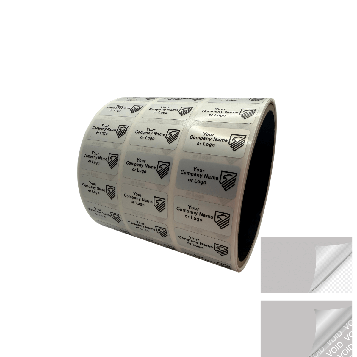 500 Metallic Tamper Evident Security Labels Silver Matte TamperVoidPro Seal Sticker, Rectangle 0.1" x 0.5" (25mm x 13mm). Custom Printed. >Click on item details to customize.