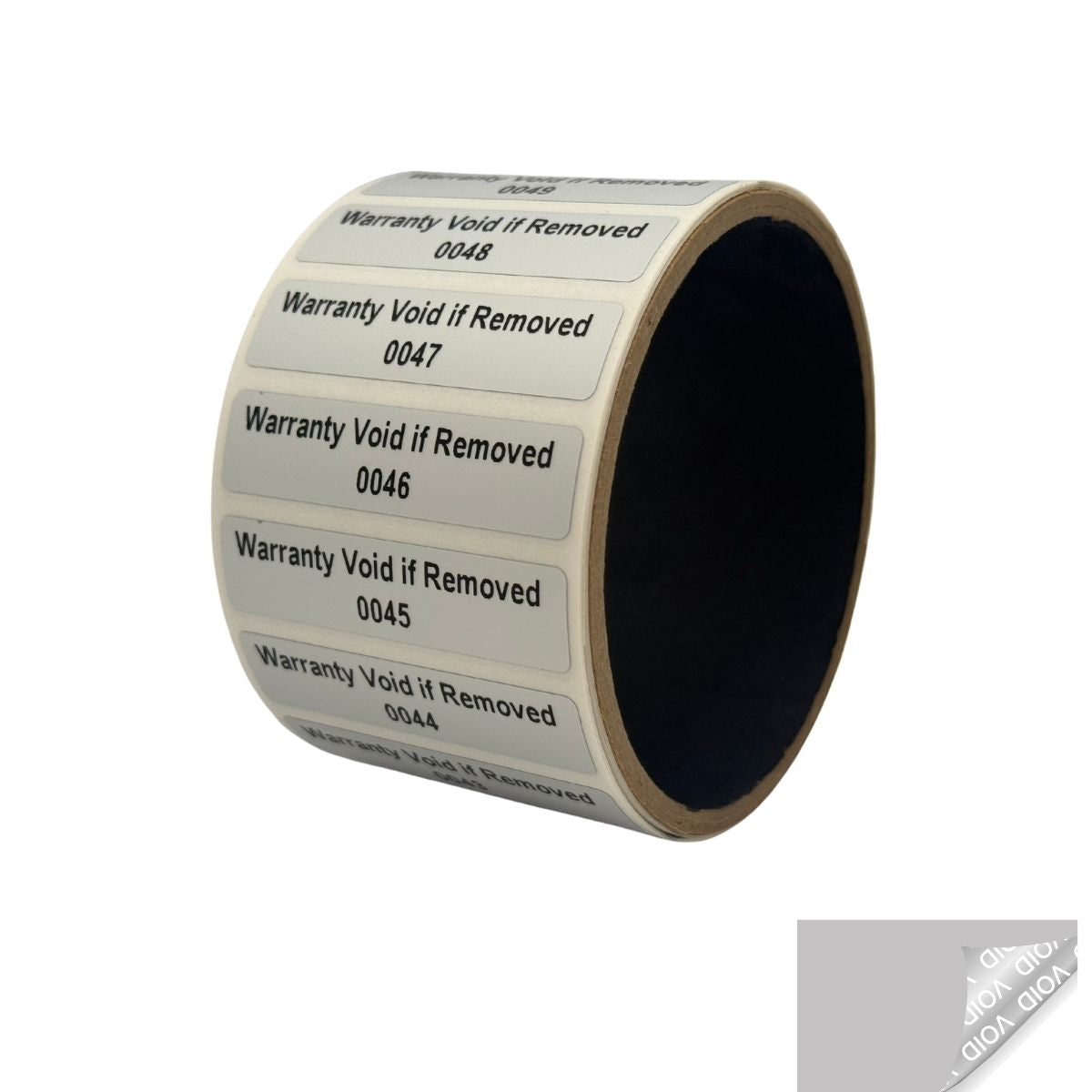 10,000 Tamper Evident Metallic Silver Matte Non Residue Security Labels TamperGuard® Seal Sticker, Rectangle 2" x .5" (51mm x 13mm). Printed: Warranty Void if Removed + Serialized
