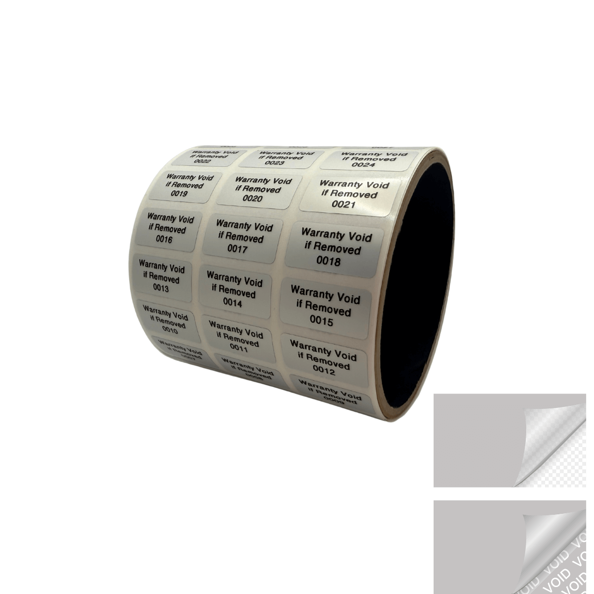 1,000 TamperVoidPro® Metallic Silver Matte Tamper Evident Security Labels Seal Sticker, Rectangle 0.1" x 0.5" (25mm x 13mm). Printed: Warranty Void if Label Removed.