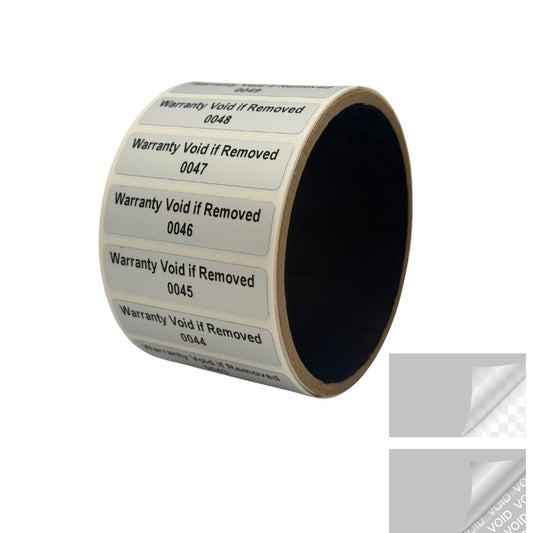 5,000 TamperVoidPro® Tamper Evident Security Labels Seal Sticker, Rectangle 2" x 0.5" (51mm x 13mm). Printed: Warranty Void if Label Removed + Serialization.