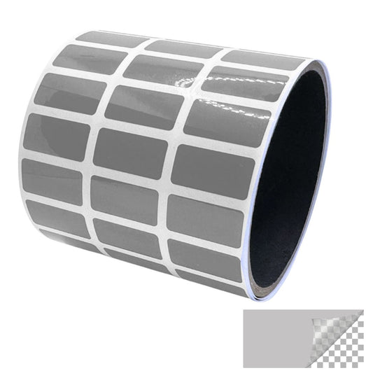 250 Grey Tamper-Evident Security Labels TamperColor® Seal Stickers, Rectangle 1" x 0.5" (25mm x 13mm).