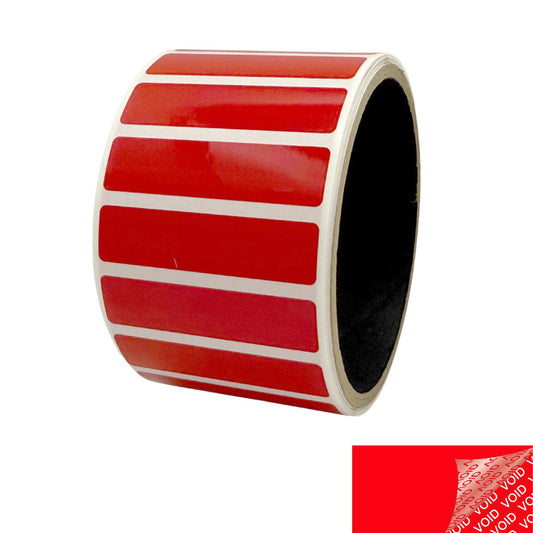 5,000 Red TamperColor® Tamper Evident Security Label Seal Sticker, Rectangle 2" x 0.5" (51mm x 13mm).
