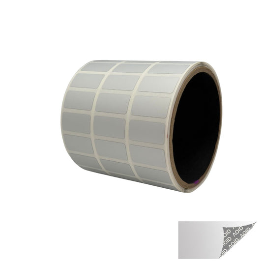 5,000 Silver Matte TamperGuard® Tamper Evident Security Label Seal Sticker Non Residue, Rectangle 1"x 0.5" (25mm x 13mm).
