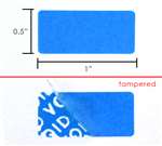250 Blue Tamper-Evident Security Labels TamperColor® Seal Stickers, Rectangle 1" x 0.5" (25mm x 13mm).