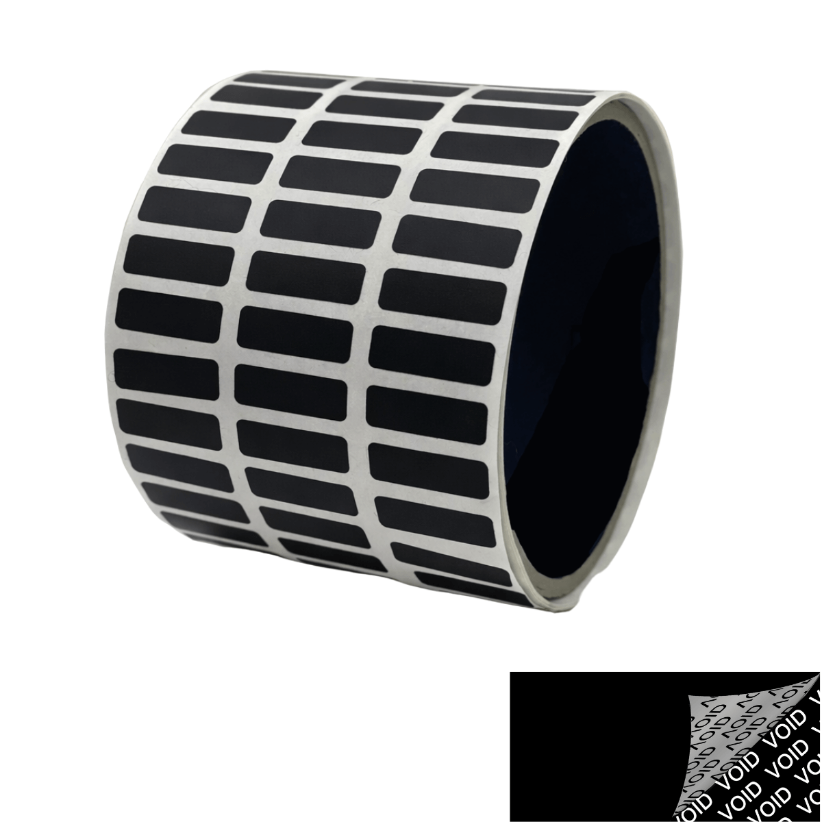 1,000 Black Tamper-Evident Security Labels TamperColor® Seal Stickers, Rectangle 0.75" x 0.25" (19mm x 6mm).