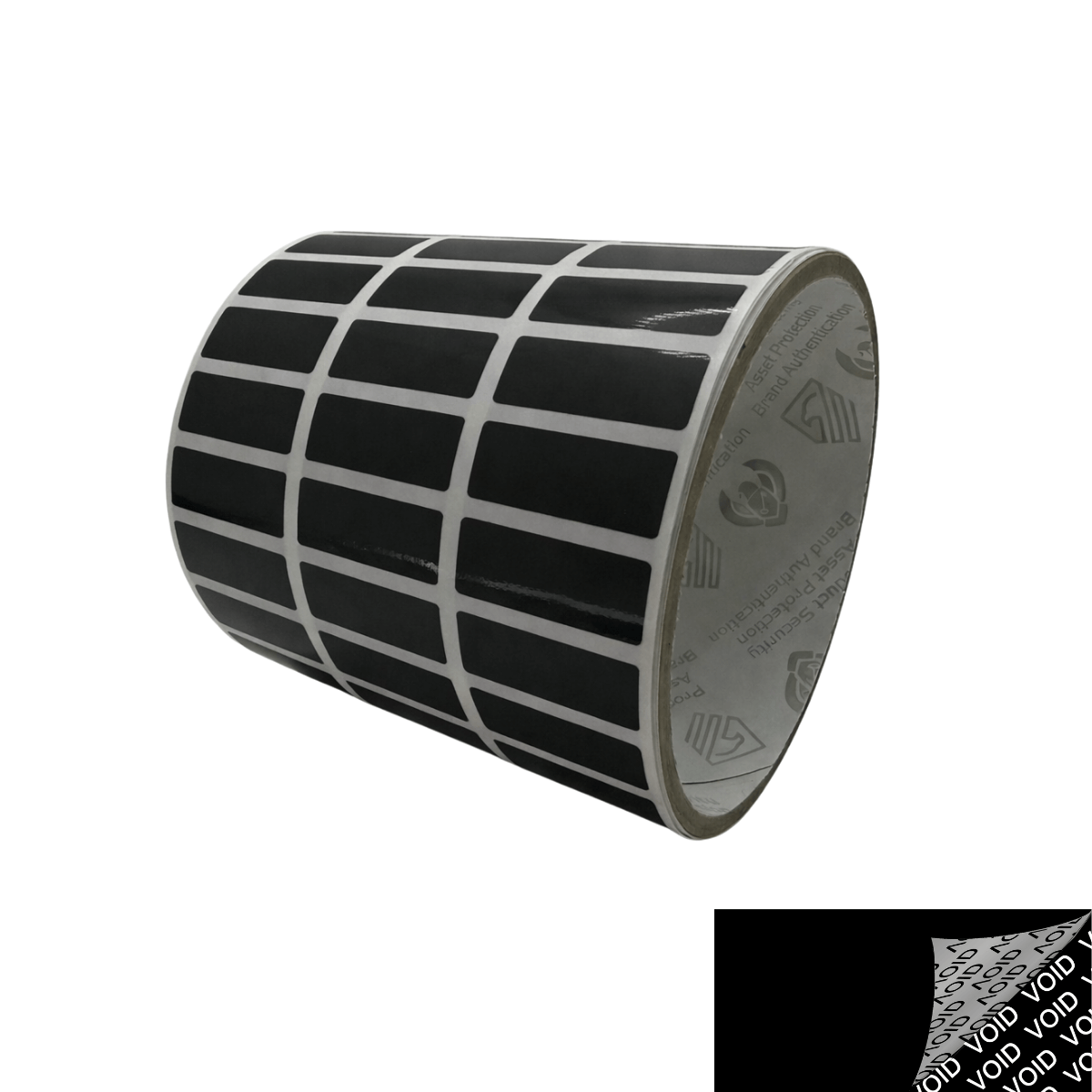 250 Black TamperColor® Tamper Evident Security Label Seal Sticker, Rectangle 1"x 0.375" (25mm x 9mm).