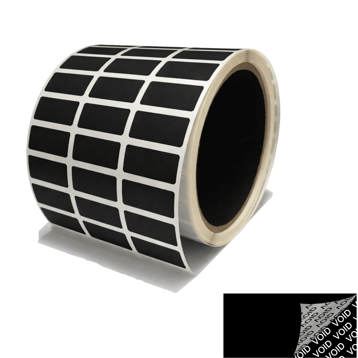 250 Black Tamper-Evident Security Labels TamperColor® Seal Stickers, Rectangle 1" x 0.5" (25mm x 13mm).
