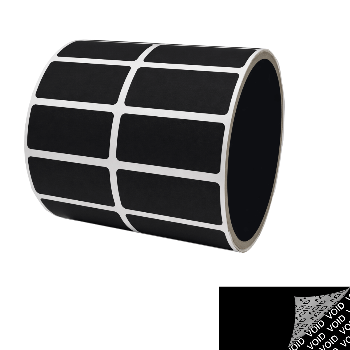 250 Black Tamper-Evident Security Labels TamperColor® Seal Stickers, Rectangle 1.5" x 0.6" (38mm x 15mm).
