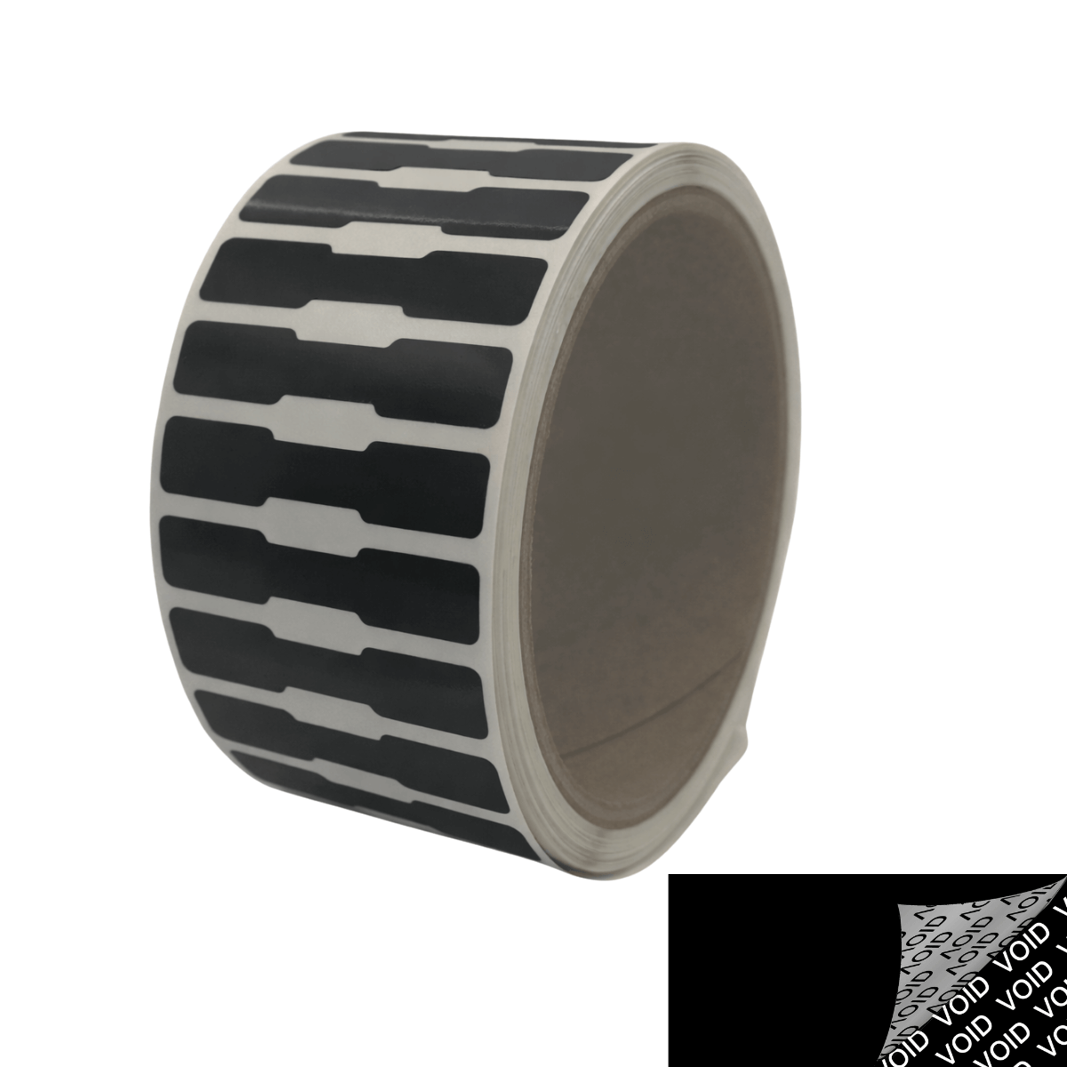10,000 Black Tamper-Evident Security Labels TamperColor® Seal Stickers, Dogbone Shape Size 1.75" x 0.375 (44mm x 9mm).