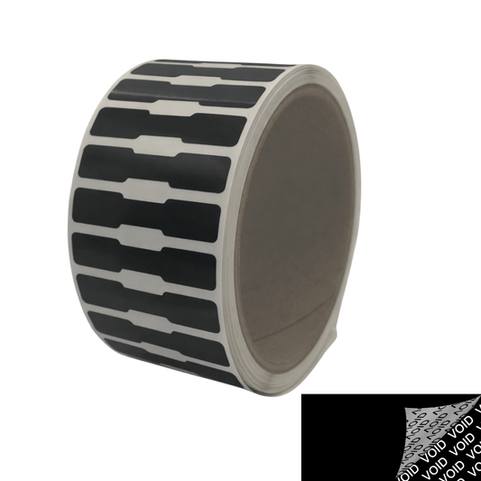 2,000 Black Tamper-Evident Security Labels TamperColor® Seal Stickers, Dogbone Shape Size 1.75" x 0.375 (44mm x 9mm).