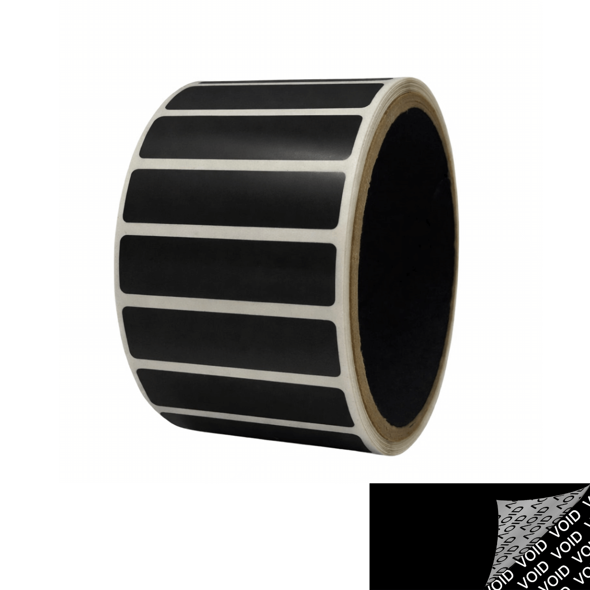 10,000 Black TamperColor® Tamper Evident Security Label Seal Sticker, Rectangle 2" x 0.5" (51mm x 13mm).