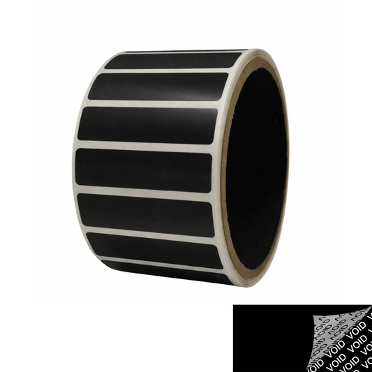 250 Black TamperColor® Tamper Evident Security Label Seal Sticker, Rectangle 2" x 0.5" (51mm x 13mm).