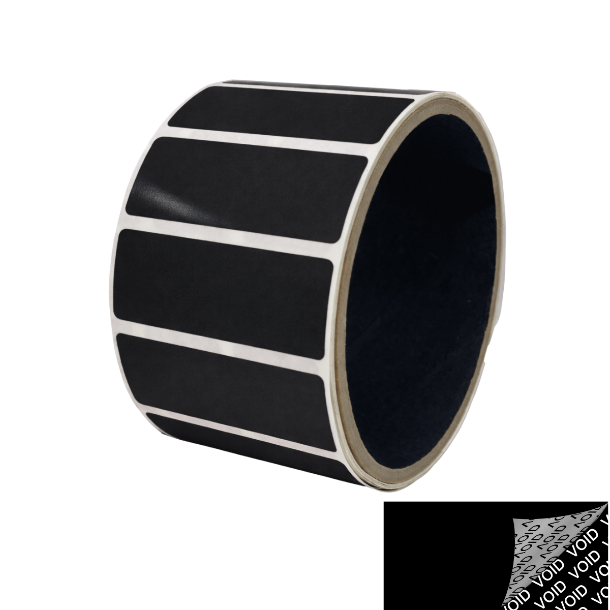 500 Black TamperColor® Tamper Evident Security Label Seal Sticker, Rectangle 2" x 0.75" (51mm x 19mm).
