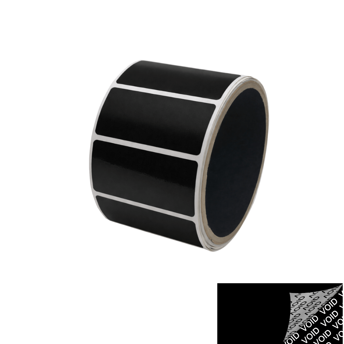 250 Black TamperColor® Tamper Evident Security Label Seal Sticker, Rectangle 2" x 1" (51mm x 25mm).