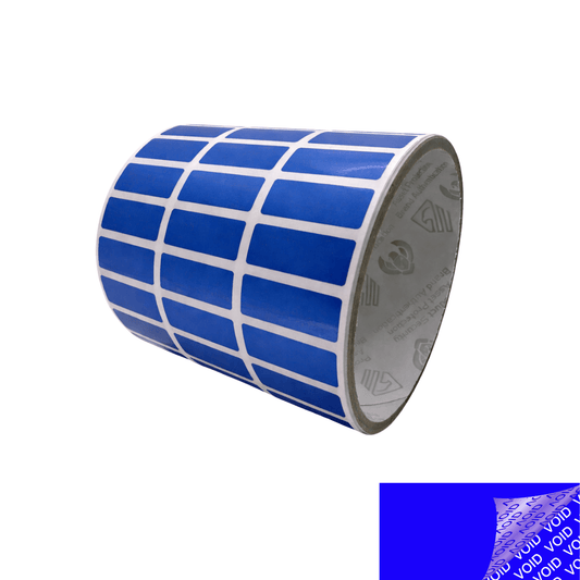 250 Blue TamperColor® Tamper Evident Security Label Seal Sticker, Rectangle 1"x 0.375" (25mm x 9mm).