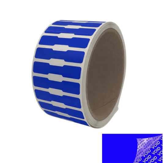 250 Blue Tamper-Evident Security Labels TamperColor® Seal Stickers, Dogbone Shape Size 1.75" x 0.375 (44mm x 9mm).