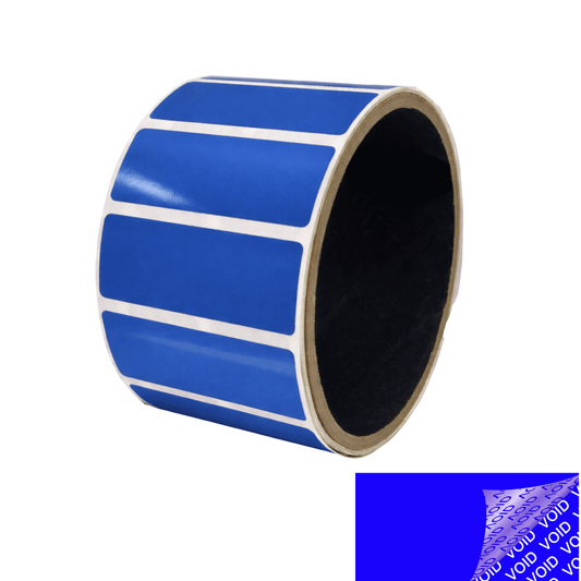250 Blue TamperColor® Tamper Evident Security Label Seal Sticker, Rectangle 2" x 0.75" (51mm x 19mm).