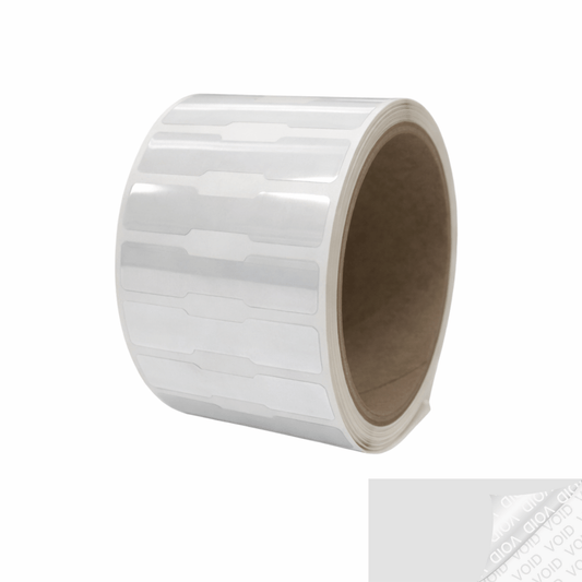 5,000 Clear Tamper-Evident Security Labels TamperColor® Seal Stickers, Dogbone Shape Size 1.75" x 0.375 (44mm x 9mm).