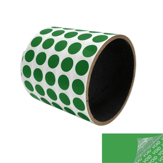 250 Green Tamper-Evident Security Labels TamperColor® Seal Stickers, Circle 0.5" (13mm).