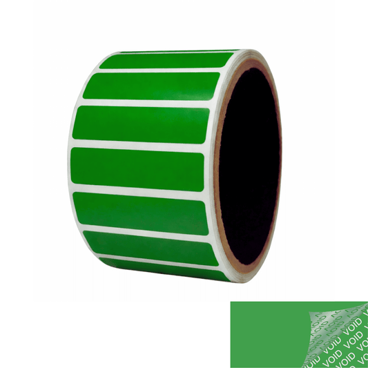 2,000 Green TamperColor® Tamper Evident Security Label Seal Sticker, Rectangle 2" x 0.5" (51mm x 13mm).