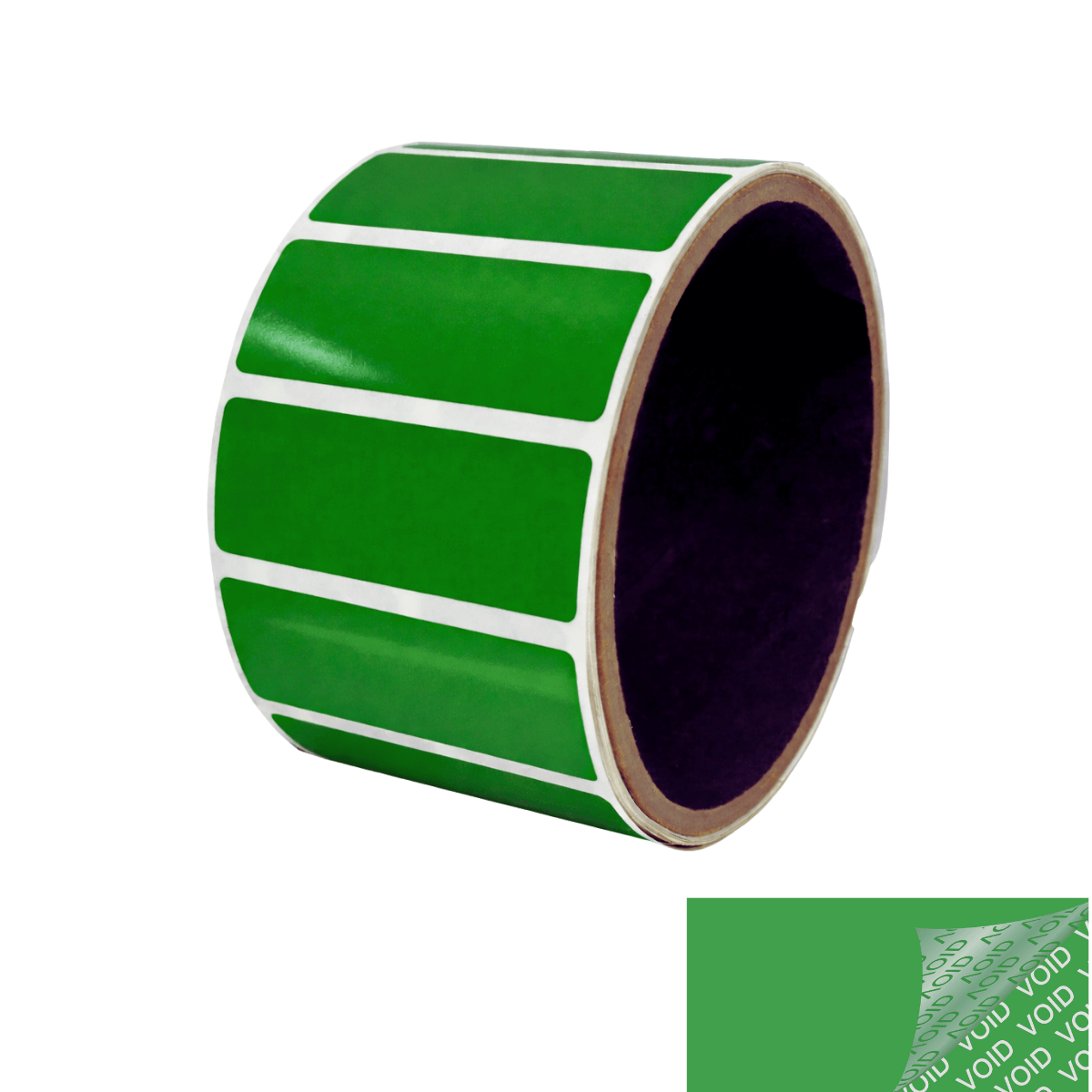 10,000 Green TamperColor® Tamper Evident Security Label Seal Sticker, Rectangle 2" x 0.75" (51mm x 19mm).