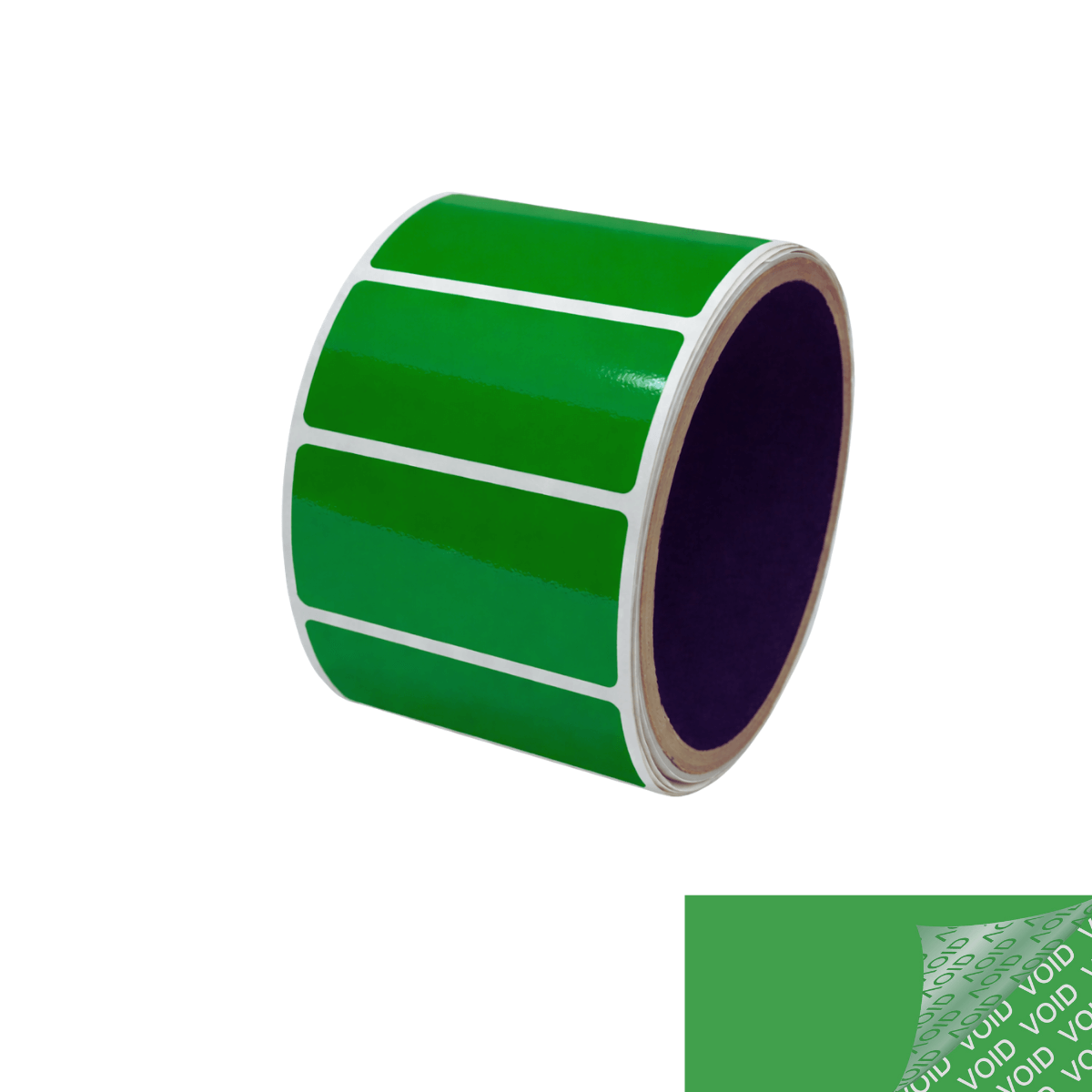 10,000 Green TamperColor® Tamper Evident Security Label Seal Sticker, Rectangle 2" x 1" (51mm x 25mm).