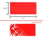 250 Red Tamper-Evident Security Labels TamperColor® Seal Stickers, Rectangle 1" x 0.5" (25mm x 13mm).
