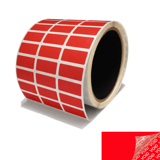 250 Red Tamper-Evident Security Labels TamperColor® Seal Stickers, Rectangle 1" x 0.5" (25mm x 13mm).