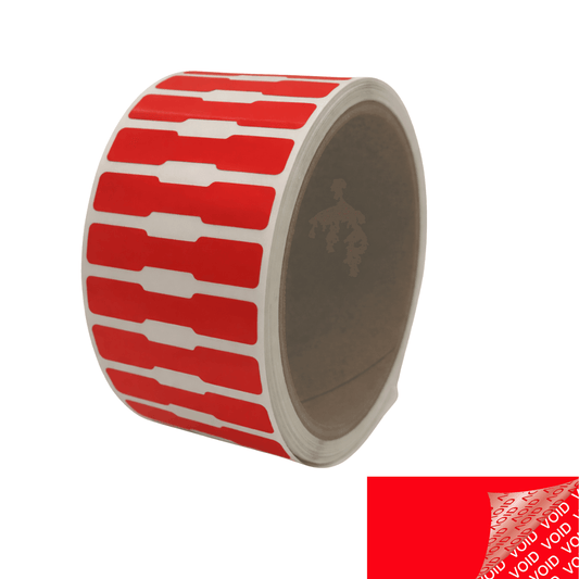 5,000 Red Tamper-Evident Security Labels TamperColor® Seal Stickers, Dogbone Shape Size 1.75" x 0.375 (44mm x 9mm).