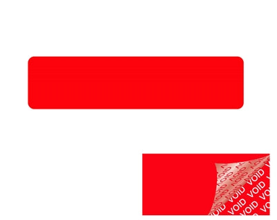 250 Red TamperColor® Tamper Evident Security Label Seal Sticker, Rectangle 2" x 0.5" (51mm x 13mm).