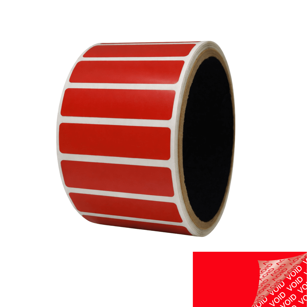 250 Red TamperColor® Tamper Evident Security Label Seal Sticker, Rectangle 2" x 0.5" (51mm x 13mm).
