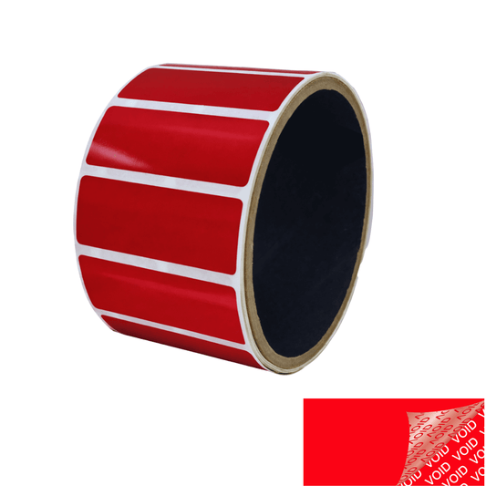 5,000 Red TamperColor® Tamper Evident Security Label Seal Sticker, Rectangle 2" x 0.75" (51mm x 19mm).
