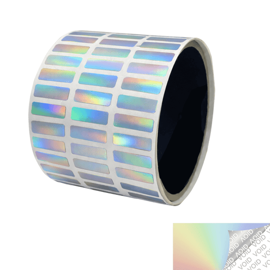 10,000 Rainbow Tamper-Evident Security Labels TamperColor® Seal Stickers, Rectangle 0.75" x 0.25" (19mm x 6mm).