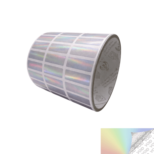 5,000 Rainbow TamperColor® Tamper Evident Security Label Seal Sticker, Rectangle 1"x 0.375" (25mm x 9mm).