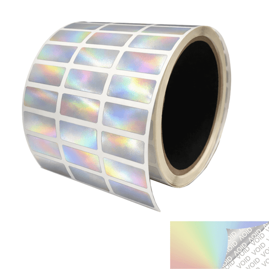 250 Rainbow Tamper-Evident Security Labels TamperColor® Seal Stickers, Rectangle 1" x 0.5" (25mm x 13mm).