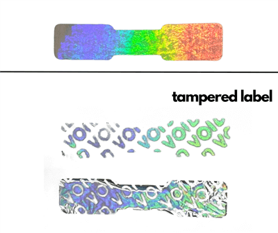250 Rainbow Tamper-Evident Security Labels TamperColor® Seal Stickers, Dogbone Shape Size 1.75" x 0.375 (44mm x 9mm).