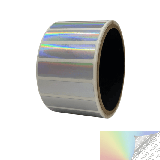 10,000 Rainbow TamperColor® Tamper Evident Security Label Seal Sticker, Rectangle 2" x 0.5" (51mm x 13mm).