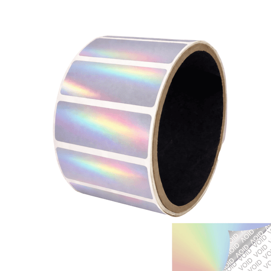 5,000 Rainbow TamperColor® Tamper Evident Security Label Seal Sticker, Rectangle 2" x 0.75" (51mm x 19mm).