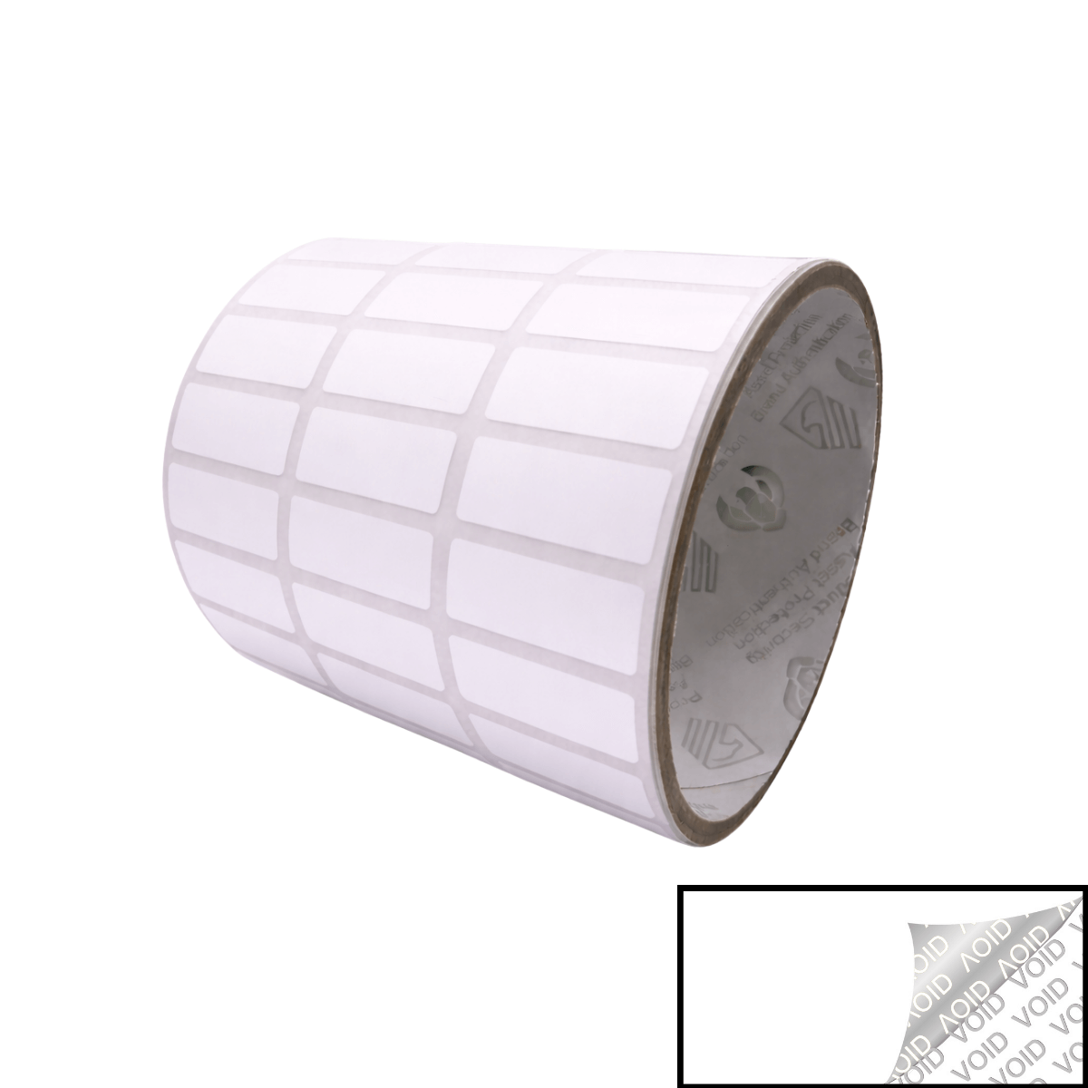 500 White TamperColor® Tamper Evident Security Label Seal Sticker, Rectangle 1"x 0.375" (25mm x 9mm).