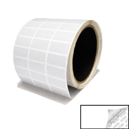 5,000 White Tamper-Evident Security Labels TamperColor® Seal Stickers, Rectangle 1" x 0.5" (25mm x 13mm).