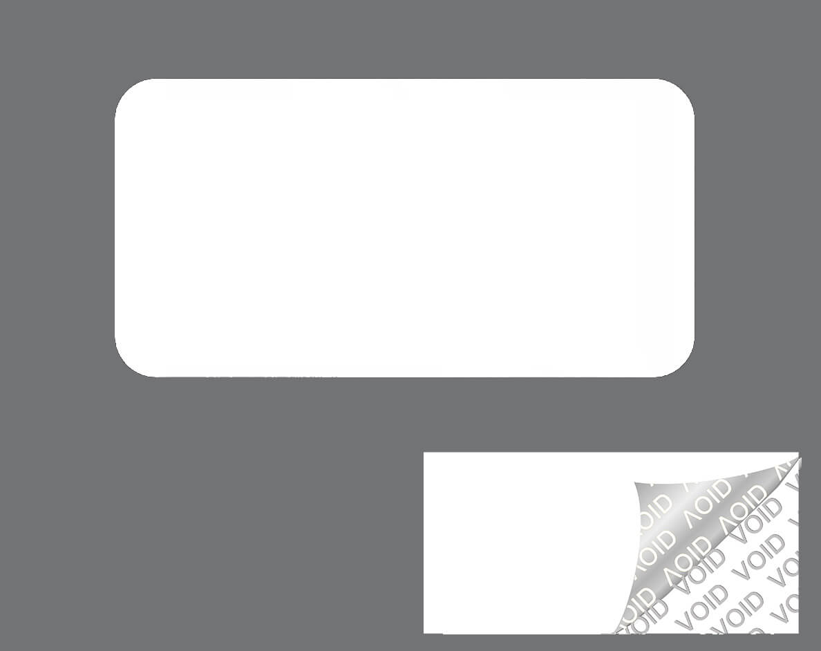 500 White Tamper-Evident Security Labels TamperColor® Seal Stickers, Rectangle 1" x 0.5" (25mm x 13mm).