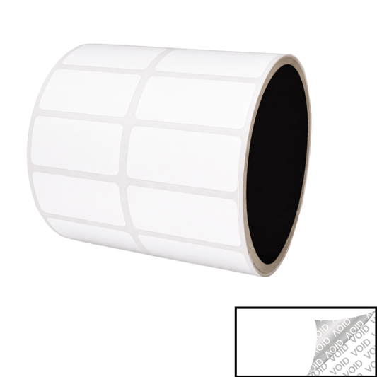5,000 White Tamper-Evident Security Labels TamperColor® Seal Stickers, Rectangle 1.5" x 0.6" (38mm x 15mm).